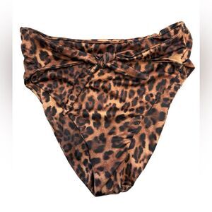 Priyah swimwear Leopard Print High-Waisted tie Bikini Bottoms size Medium